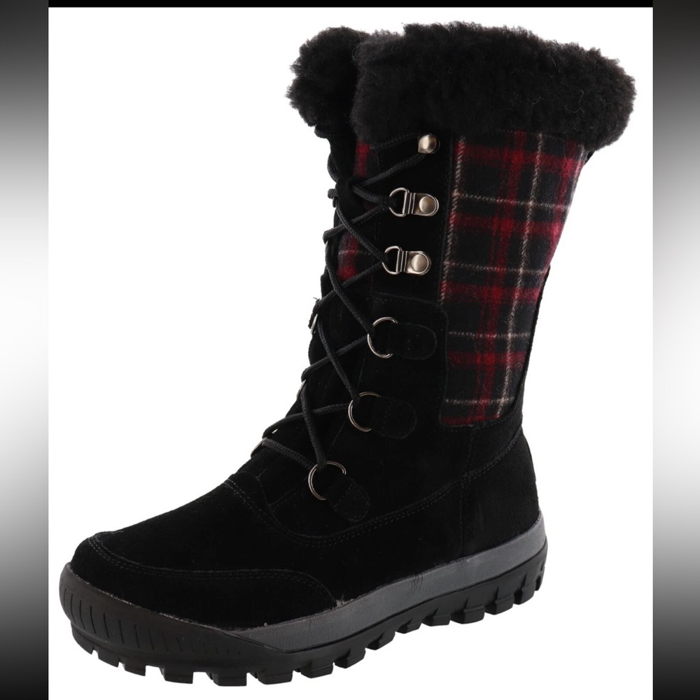 Bearpaw Women's Black and Red Plaid Winter Boots Size 9 Fleece Lined